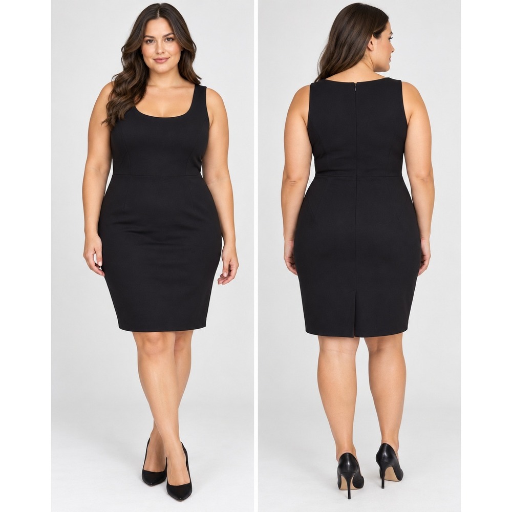 Le Chateau Womens Black Sleeveless Scoop Neck Sheath Dress XL